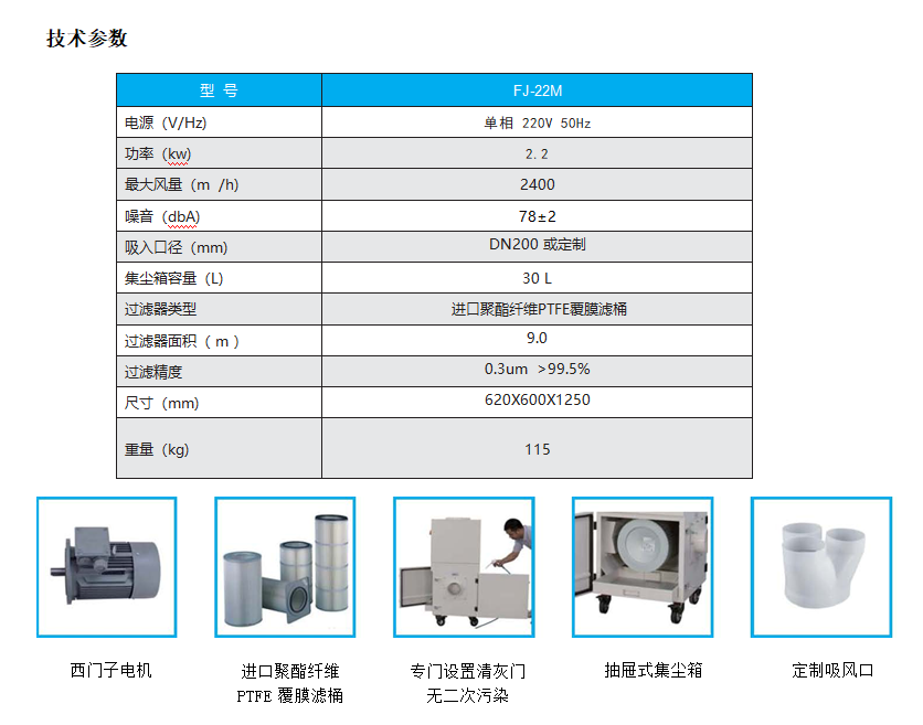 工業集塵器技術參數