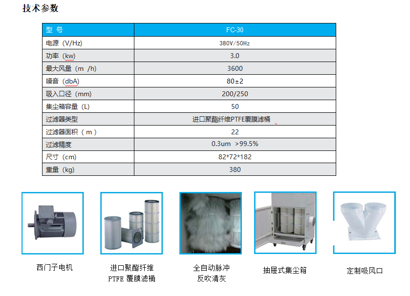 工業集塵器技術參數